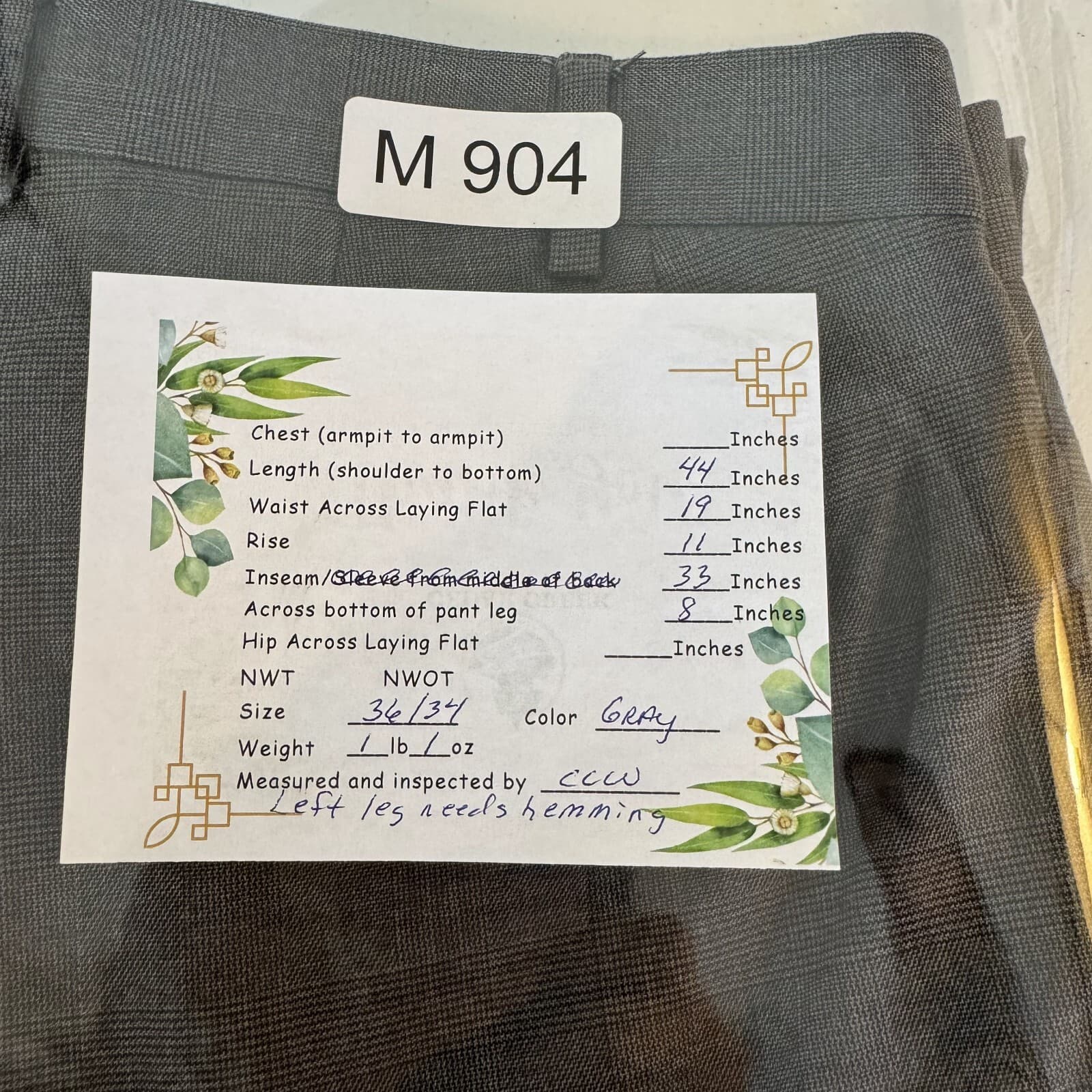 Polo Ralph Lauren Pants Men 36x34 Gray Glen Plaid Stretch Mid Rise Dress Slacks - Thumbnail 8