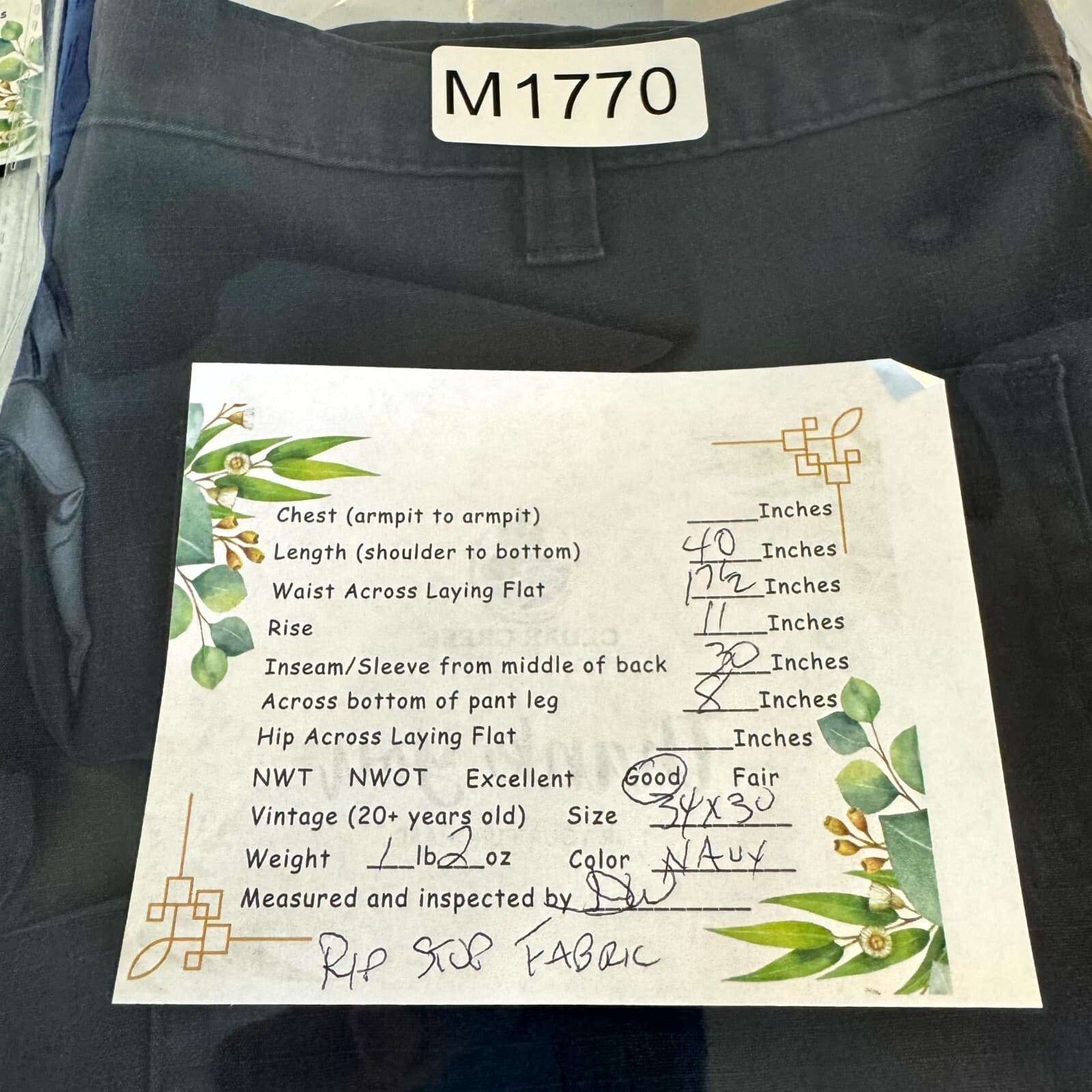 Carhartt Carpenter Pants Mens 34x29 Navy Ripstop Relaxed Fit Workwear - Thumbnail 8