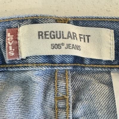 Levis 505 Jeans Mens 38x30 Blue Regular Distressed Vintage Denim 100% Cotton - Thumbnail 9