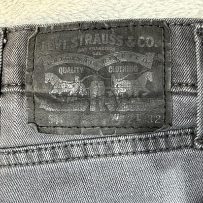 Levis Jeans Mens 42x29 (42x32) Gray Straight Stretch Denim Mid Rise Zip Fly - Thumbnail 3