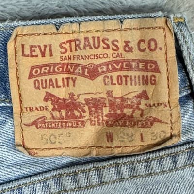 Levis 505 Jeans Mens 38x30 Blue Regular Distressed Vintage Denim 100% Cotton - Thumbnail 8