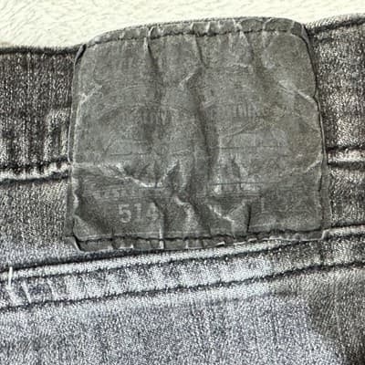 Levis 514 Jeans Mens 36x32 Black Charcoal Straight Mid Rise Stretch Denim - Thumbnail 4