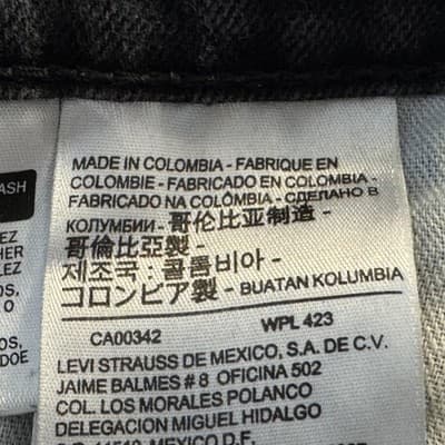 Levis 514 Jeans Mens 38x31 (38x32) Black Wash Straight Stretch Denim Mid Rise - Thumbnail 4