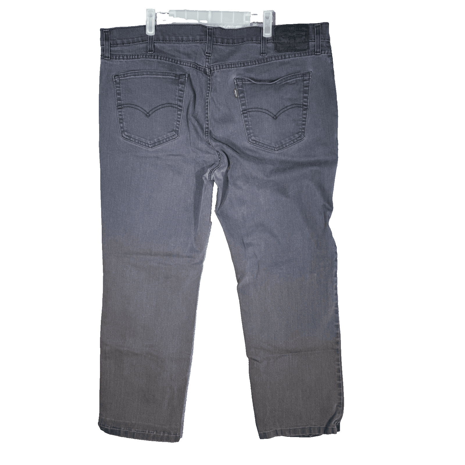 Levis Jeans Mens 42x29 (42x32) Gray Straight Stretch Denim Mid Rise Zip Fly - Thumbnail 2