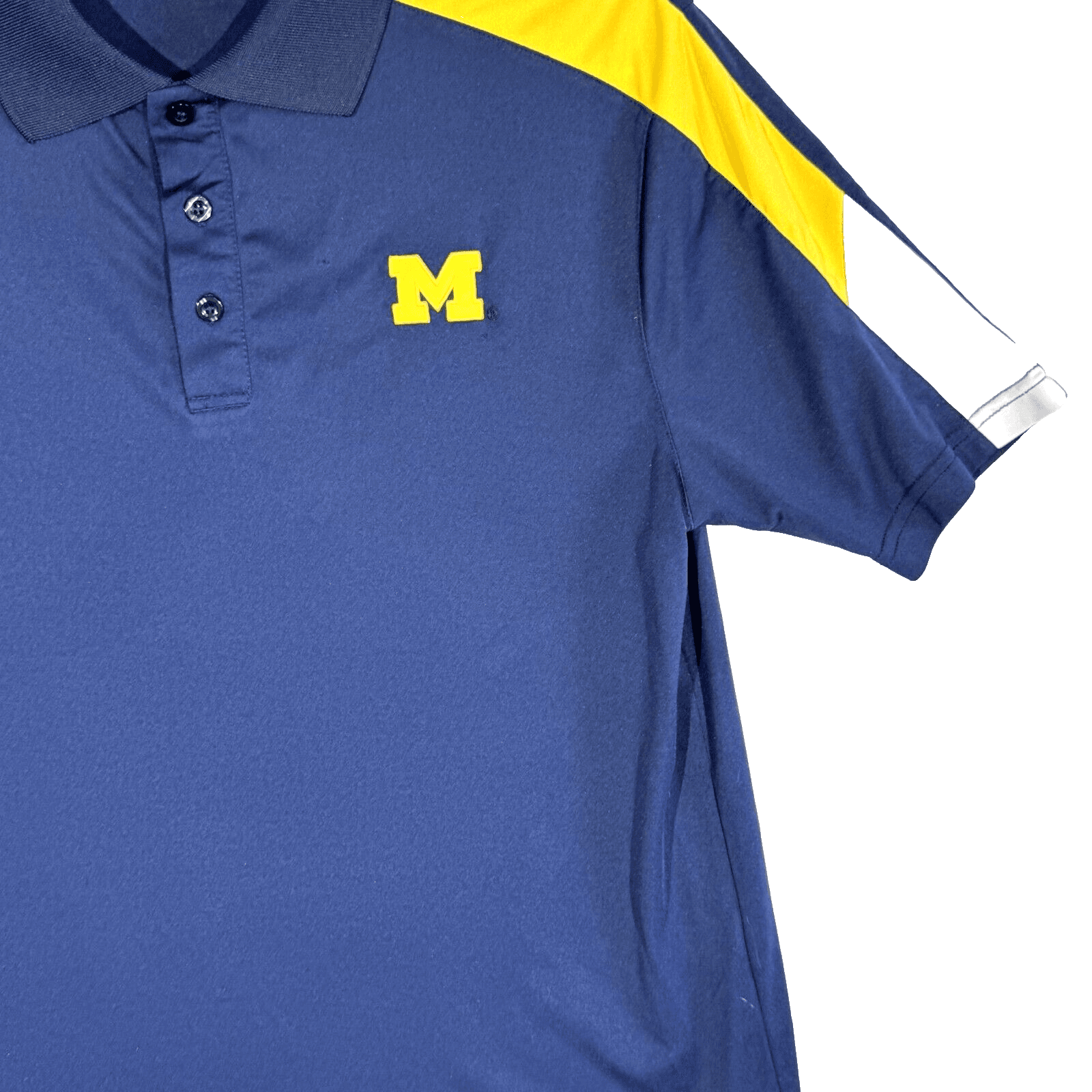 Michigan Polo Shirt Men M Navy Maize Performance Short Sleeve Golf Athletic - Thumbnail 5