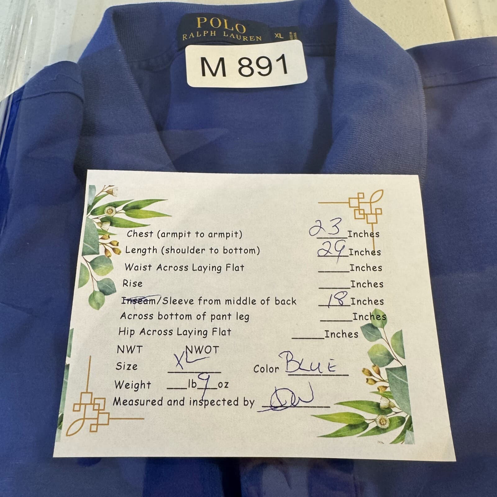 Polo Ralph Lauren Shirt Men XL Blue 100 Percent Cotton Soft Touch Short Sleeve - Thumbnail 9