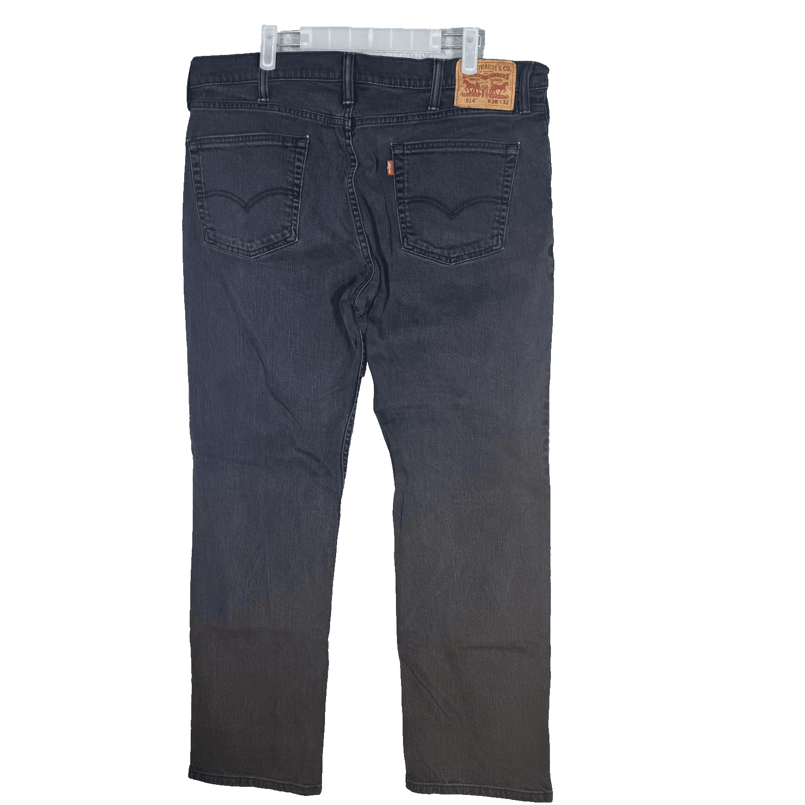 Levis 514 Jeans Mens 38x31 (38x32) Black Wash Straight Stretch Denim Mid Rise - Thumbnail 2