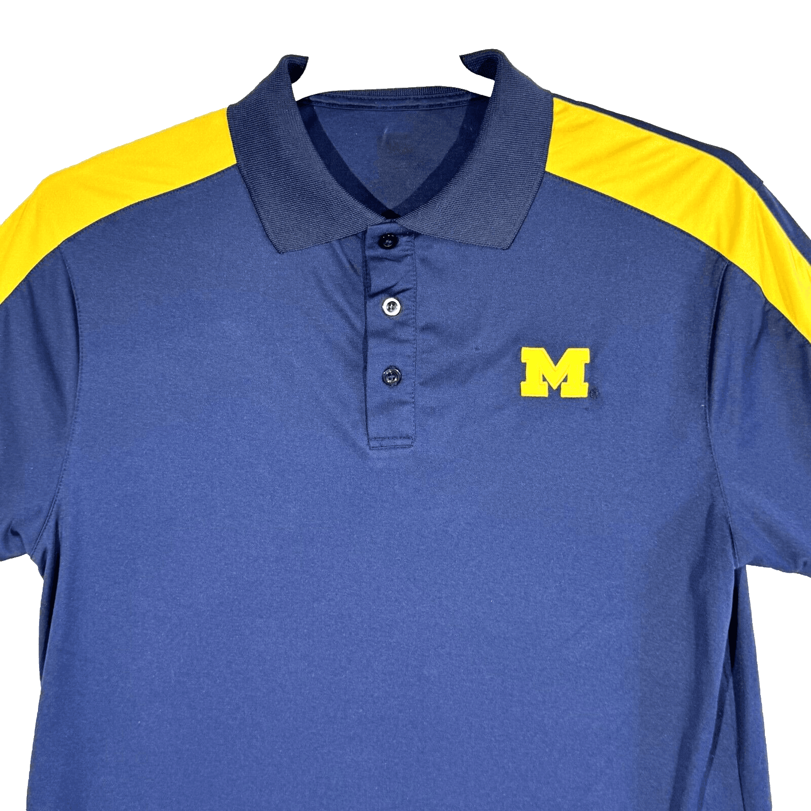 Michigan Polo Shirt Men M Navy Maize Performance Short Sleeve Golf Athletic - Thumbnail 4