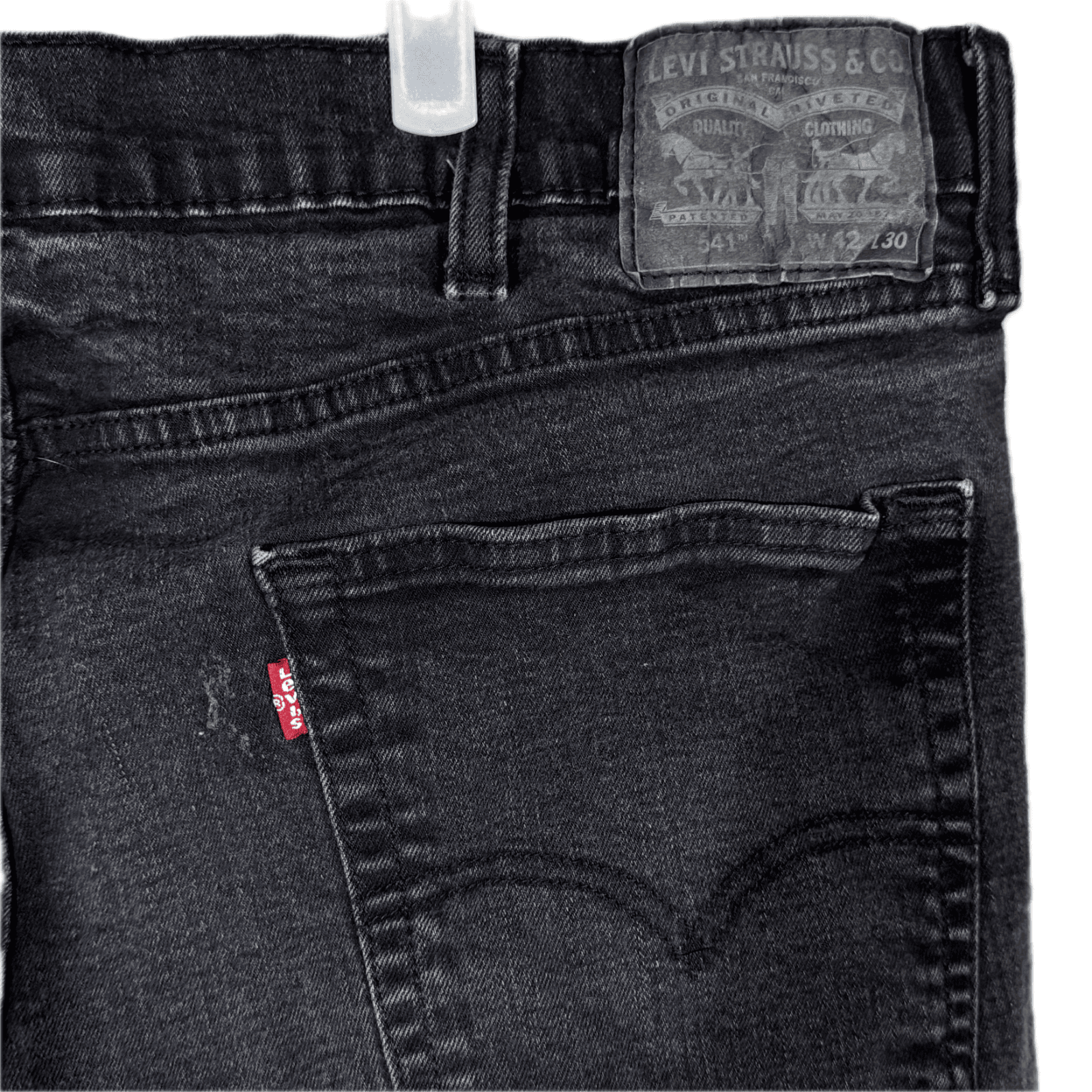 Levi’s 541 Men’s Jeans 42x30 Black Denim Stretch Mid-Rise Straight Leg - Thumbnail 7