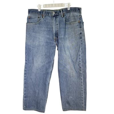 Levis 550 Jeans Mens 38x30 Blue Relaxed Fit Tapered Leg Distressed Denim Pants - Image 1