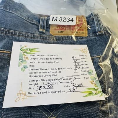 Levis 550 Jeans Mens 38x30 Blue Medium Wash Relaxed Tapered Denim Mid Rise - Thumbnail 9