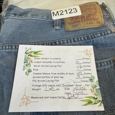 Levis 550 Jeans Mens 40x30 Relaxed Fit Tapered Leg Denim Classic Zip Fly - Thumbnail 8