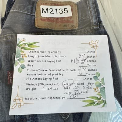 Levis 514 Jeans Mens 29x30 Blue Straight Leg Medium Wash Denim Pants Classic - Thumbnail 8