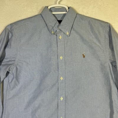 Ralph Lauren Shirt Mens Large Blue Button Down Oxford Long Sleeve Pony Logo Polo - Thumbnail 5