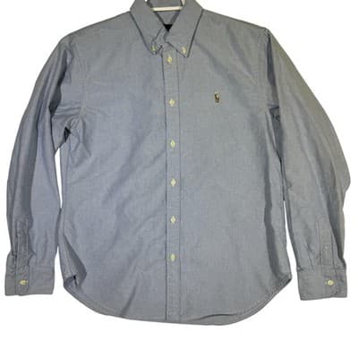 Ralph Lauren Shirt Mens Large Blue Button Down Oxford Long Sleeve Pony Logo Polo - Image 1
