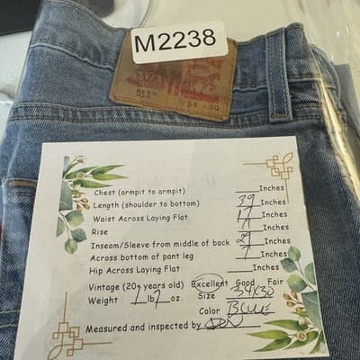 Levis 511 Jeans Mens 34x30 Blue Slim Stretch Denim Tapered Leg Stain - Thumbnail 9