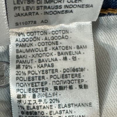 Levis 511 Jeans Mens 34x30 Blue Slim Stretch Denim Tapered Leg Stain - Thumbnail 6