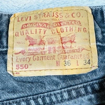 Vintage Levis 550 Jeans Mens 36x32 (36x34) Blue Stone Wash Relaxed Tapered Denim - Thumbnail 5