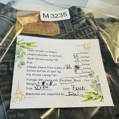 Vintage Levis 550 Jeans Mens 36x32 (36x34) Blue Stone Wash Relaxed Tapered Denim - Thumbnail 9