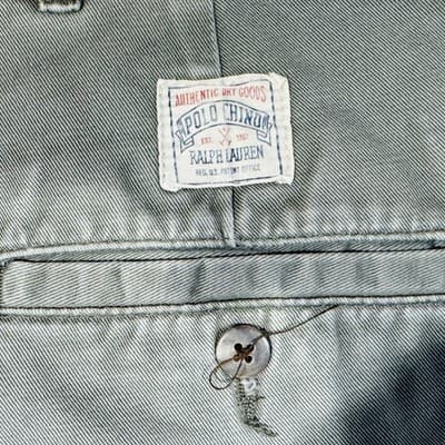 Polo Ralph Lauren Chino Pants Mens 34x31 Gray Pleated Front Cotton Twill - Thumbnail 3