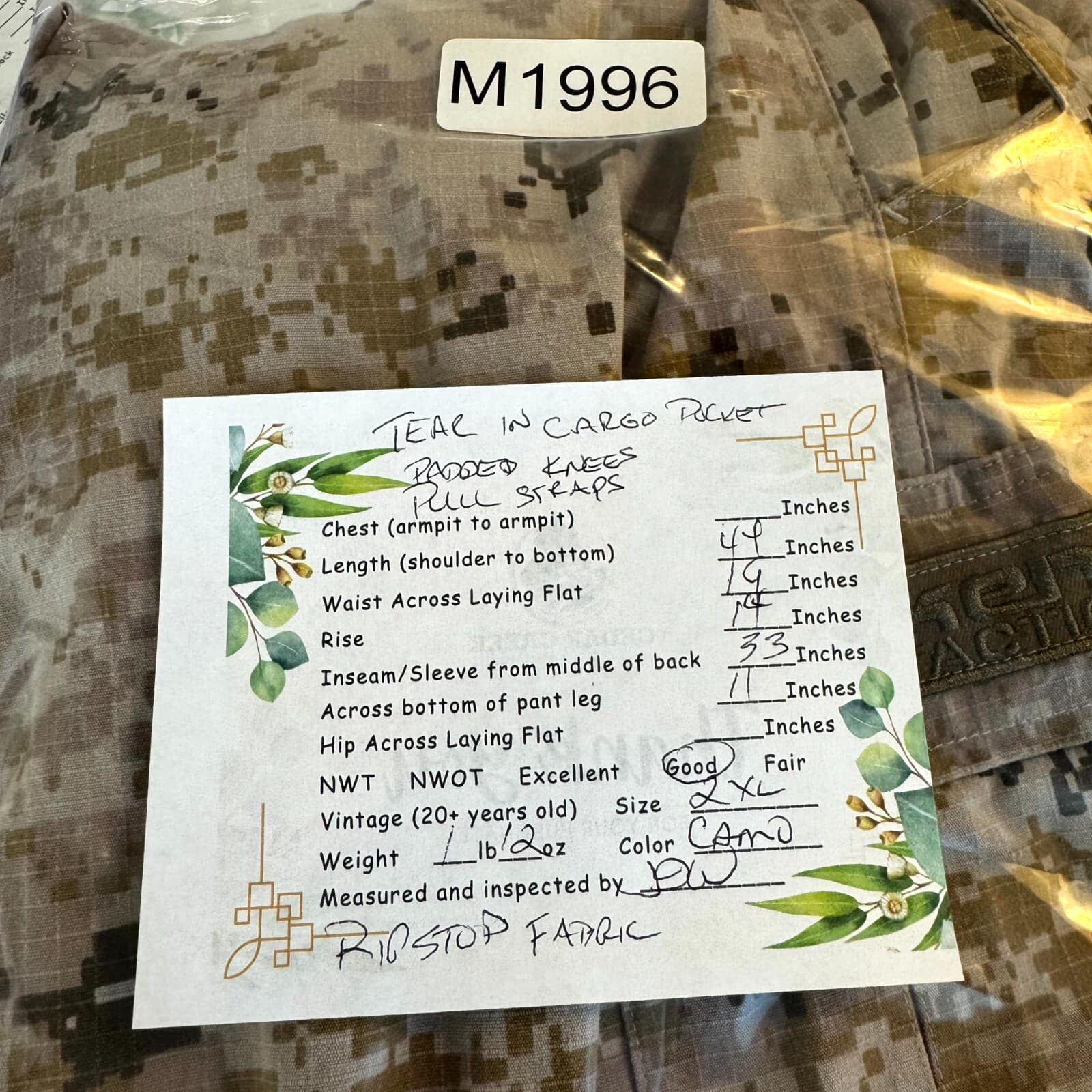 Valken V-Tac Men's Cargo Pants 2XL Desert Camouflage Cotton Drawstring Hem - Thumbnail 8