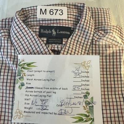 Ralph Lauren Yarmouth Shirt Mens 16.5 35 Red Blue Check Button Down Long Sleeve - Thumbnail 15