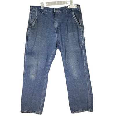 Vintage Carhartt Jeans Mens 36x30 Dungaree Fit Distressed Paint Workwear 90s - Image 1