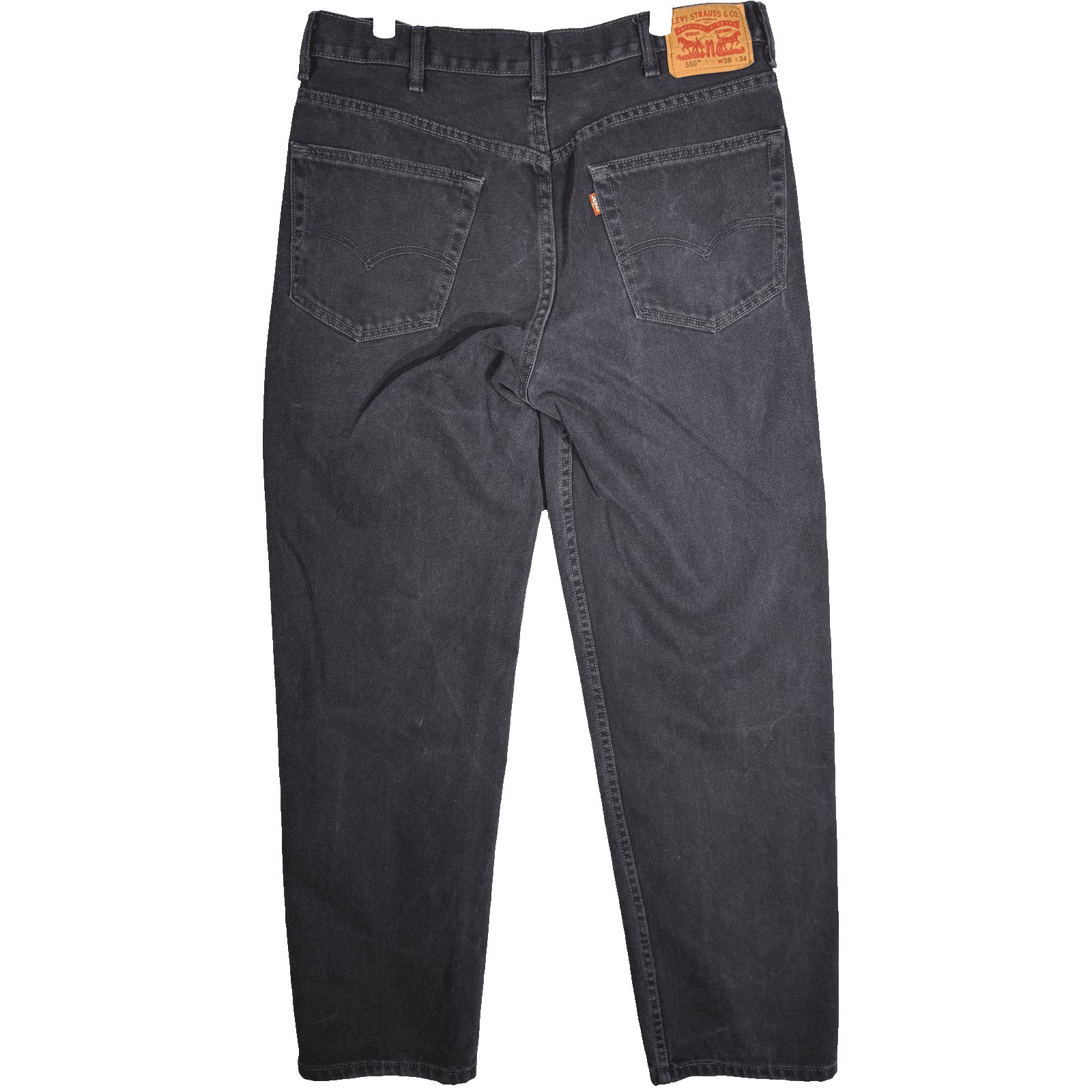 Levis 550 Jeans Mens 38x34 Black Relaxed Tapered Fit Denim Pants 90s - Thumbnail 2