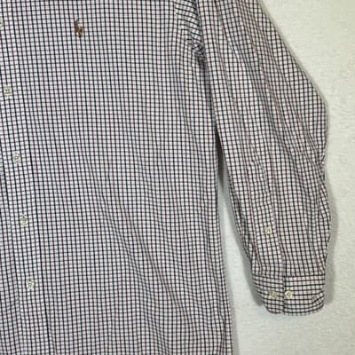 Ralph Lauren Yarmouth Shirt Mens 16.5 35 Red Blue Check Button Down Long Sleeve - Thumbnail 6