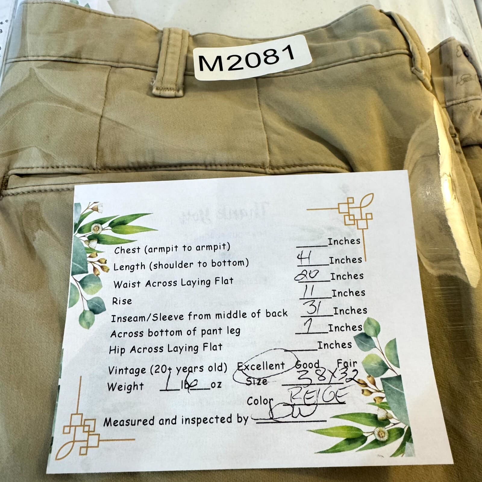 Polo Ralph Lauren Mens Chino Pants 38/32 Beige Stretch Slim Fit Classic - Thumbnail 8