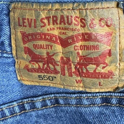 Levis 550 Jeans Mens 48x29 Relaxed Tapered Leg Denim Medium Wash - Thumbnail 3