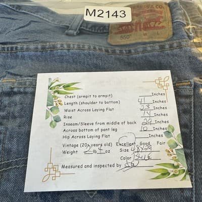 Levis 550 Jeans Mens 48x29 Relaxed Tapered Leg Denim Medium Wash - Thumbnail 8