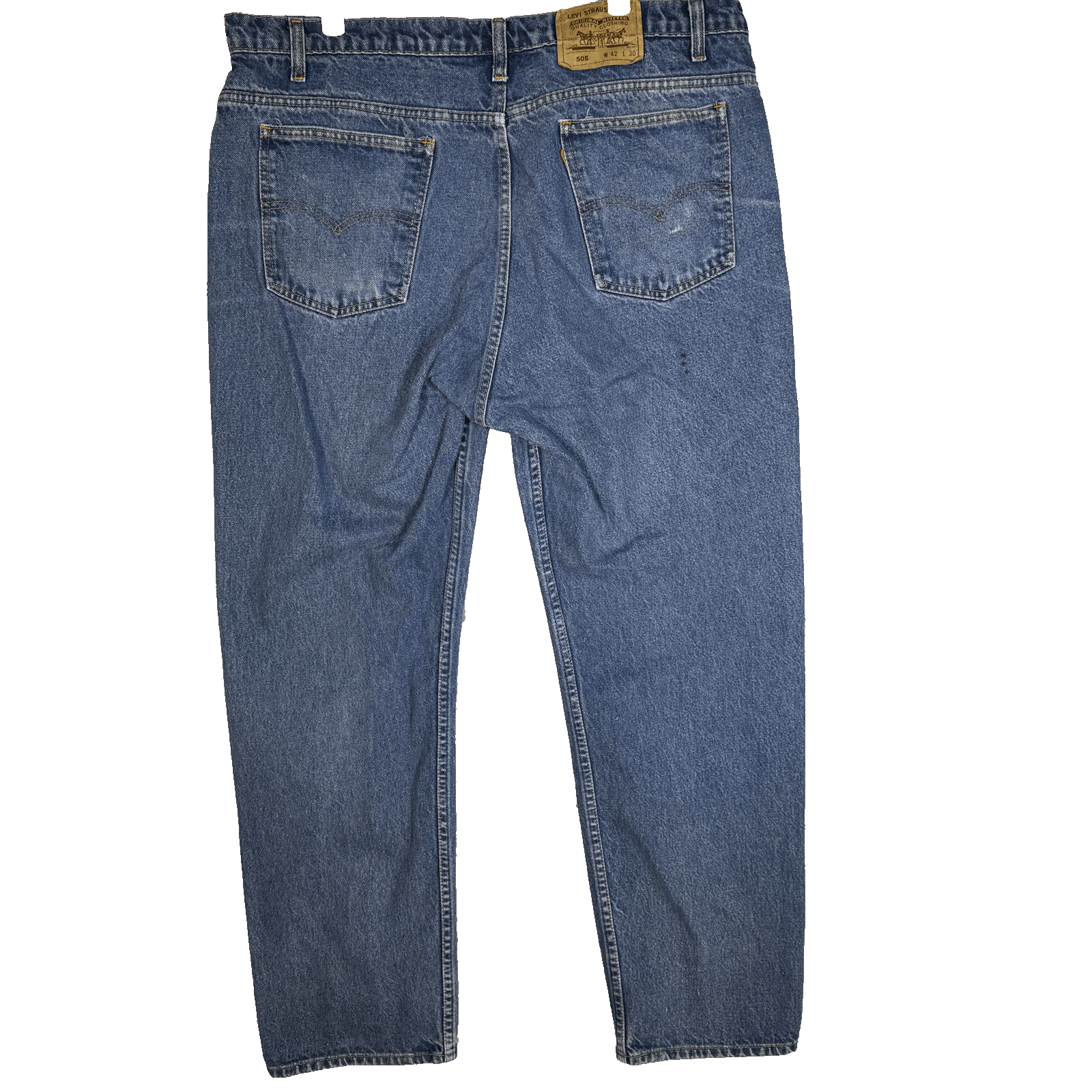 Vintage Levis 505 Jeans Mens 42x30 Blue Denim Relaxed Fit Medium Wash 90s - Thumbnail 2