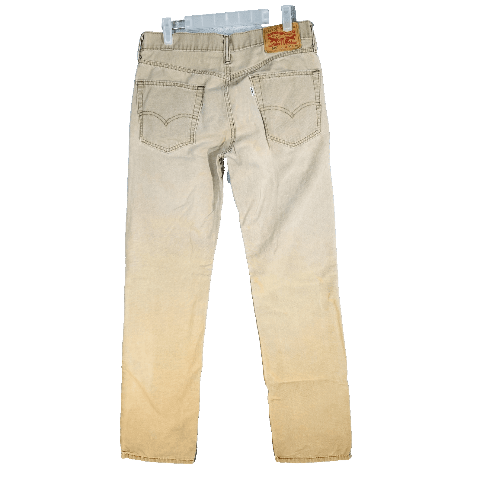 Levis 514 Jeans Mens 32x32 (30x32) Tan Khaki Straight Leg 100% Cotton Denim - Thumbnail 2