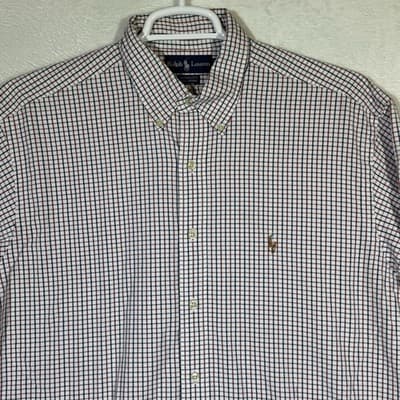 Ralph Lauren Yarmouth Shirt Mens 16.5 35 Red Blue Check Button Down Long Sleeve - Thumbnail 5