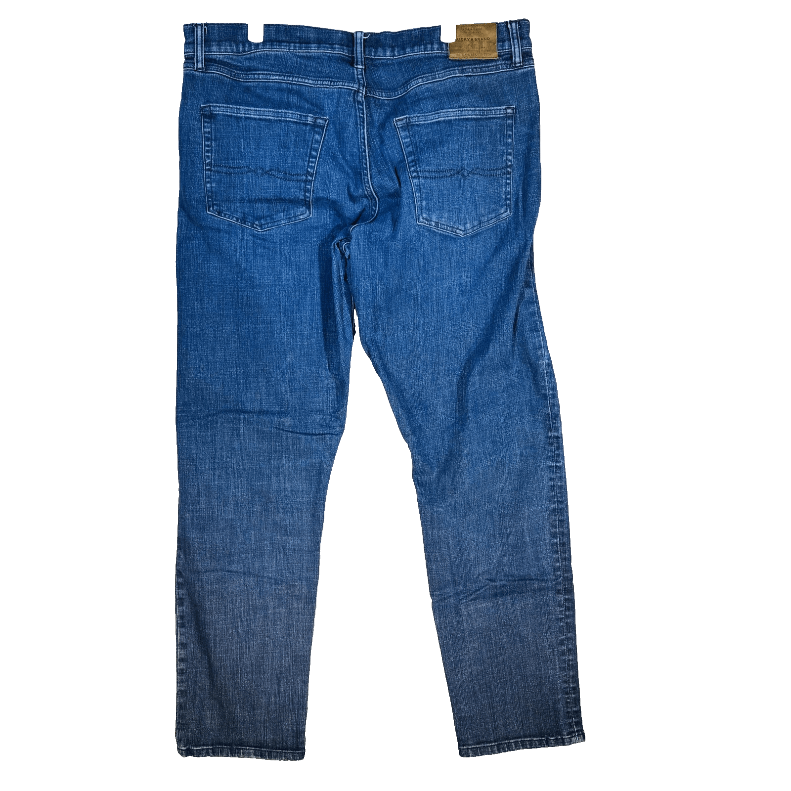 Lucky Brand 221 Straight Jeans Mens 38x33 (38x34) Blue Medium Wash Denim - Thumbnail 2