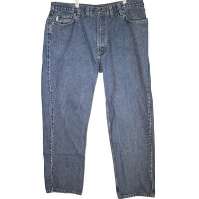 Carhartt Jeans Mens 44x34 Blue Relaxed Fit B460 DPS Denim Pants Work USA Patch - Image 1