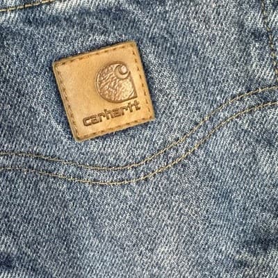 Carhartt Jeans Mens 44x34 Blue Relaxed Fit B460 DPS Denim Pants Work USA Patch - Thumbnail 4