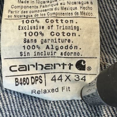 Carhartt Jeans Mens 44x34 Blue Relaxed Fit B460 DPS Denim Pants Work USA Patch - Thumbnail 6