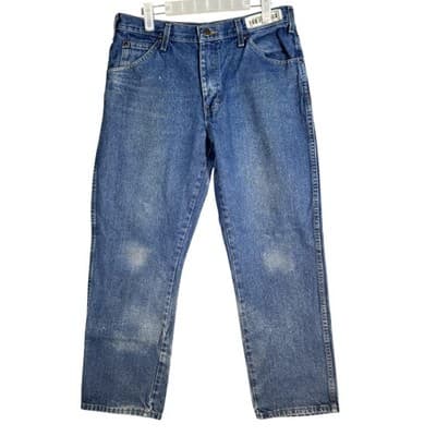 Dickies Jeans Mens 32x32 Blue Denim Straight Fit Workwear Faded Distressed Pants - Image 1