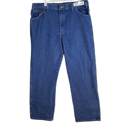 Dickies Jeans Mens 36x30 Blue Denim Straight Leg Workwear Zip Fly High Rise - Image 1