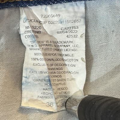 Dickies Jeans Mens 36x30 Blue Straight Leg Workwear 5-Pocket 100% Cotton Denim - Thumbnail 4