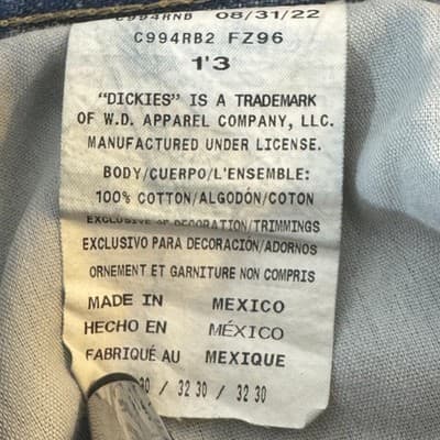 Dickies Jeans Mens 32x32 Blue Denim Straight Fit Workwear Faded Distressed Pants - Thumbnail 5