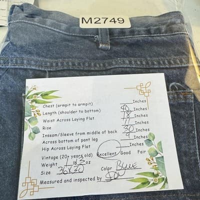 Dickies Jeans Mens 36x30 Blue Straight Leg Workwear 5-Pocket 100% Cotton Denim - Thumbnail 6