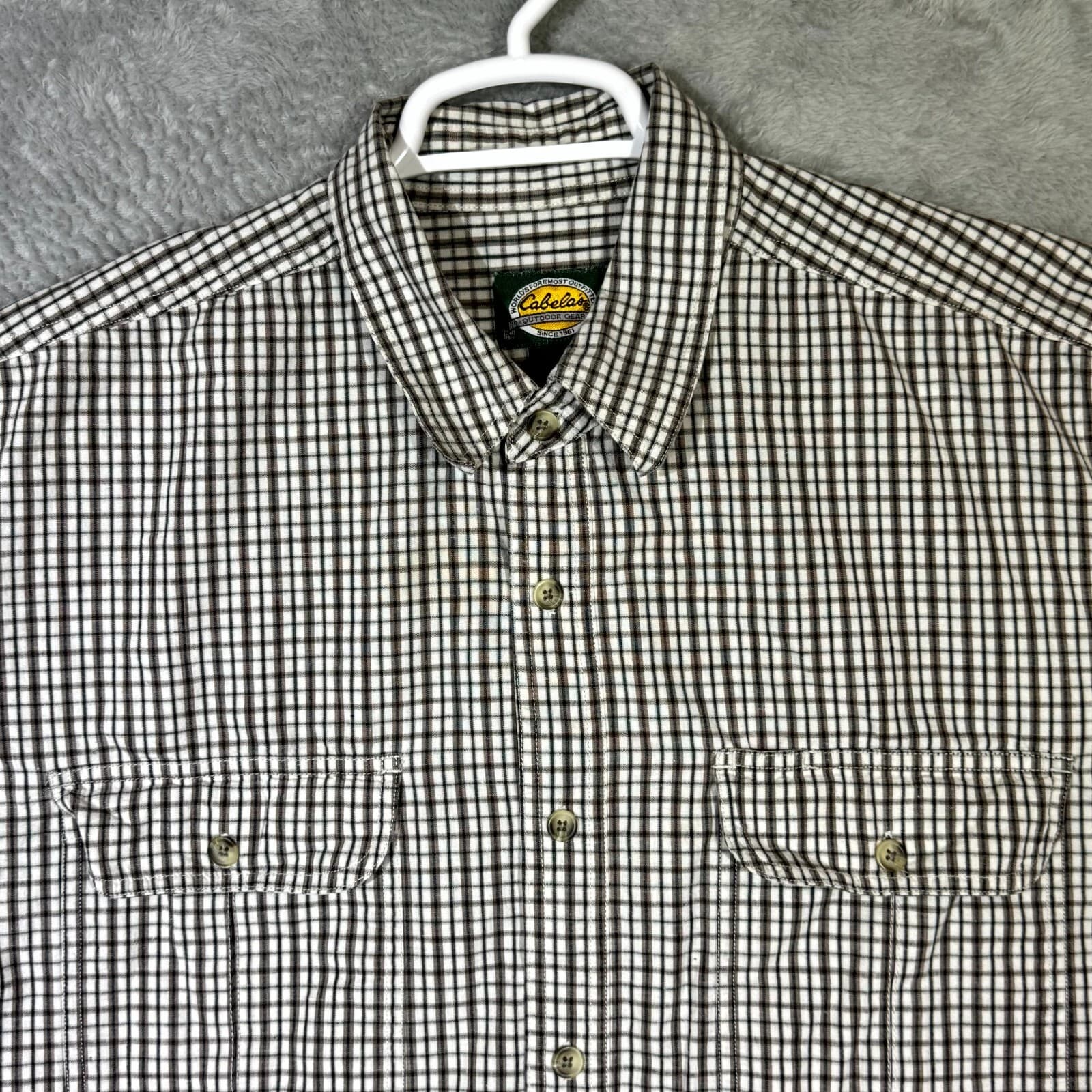 Cabela’s Men’s Shirt 2XL Brown Check 100% Cotton Short Sleeve Button-Down - Thumbnail 4