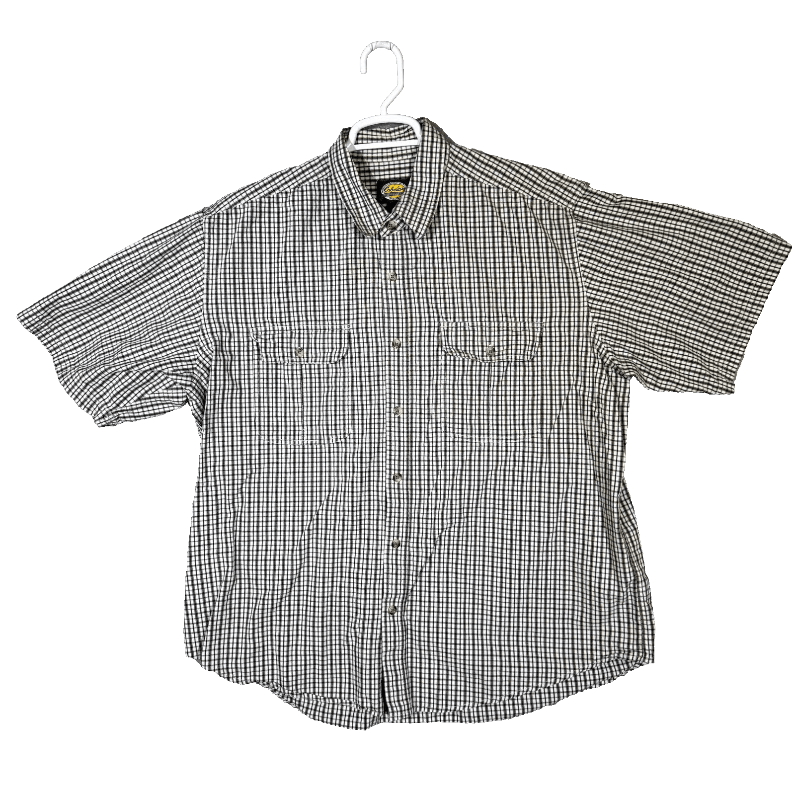 Cabela’s Men’s Shirt 2XL Brown Check 100% Cotton Short Sleeve Button-Down - Image 1