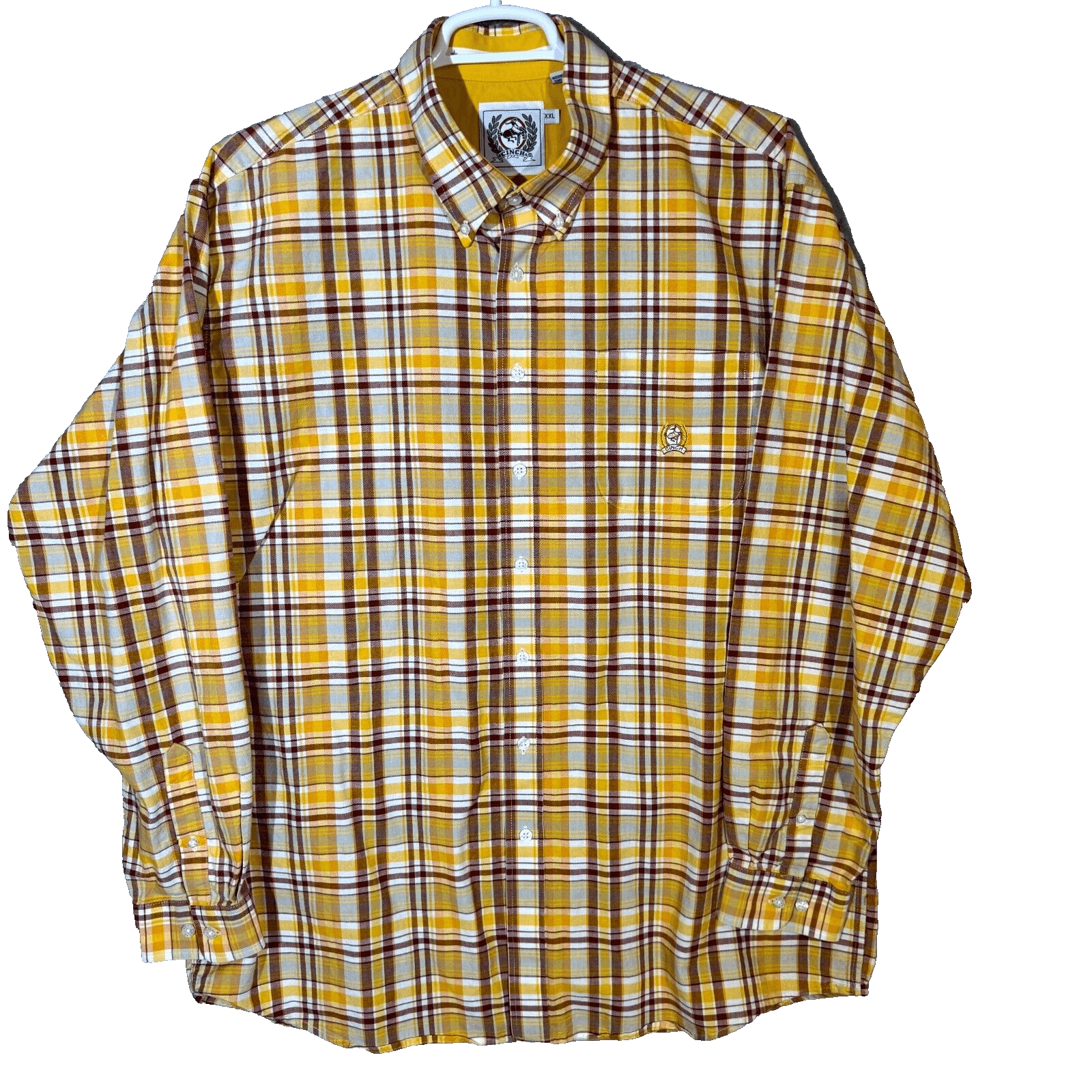 Cinch Men’s Shirt 2XL Yellow Plaid 100% Cotton Long Sleeve Button-Down Excellent - Image 1