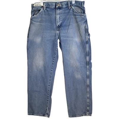 Dickies Carpenter Jeans Mens 36x32 Light Wash Denim Workwear Hammer Loop Utility - Image 1