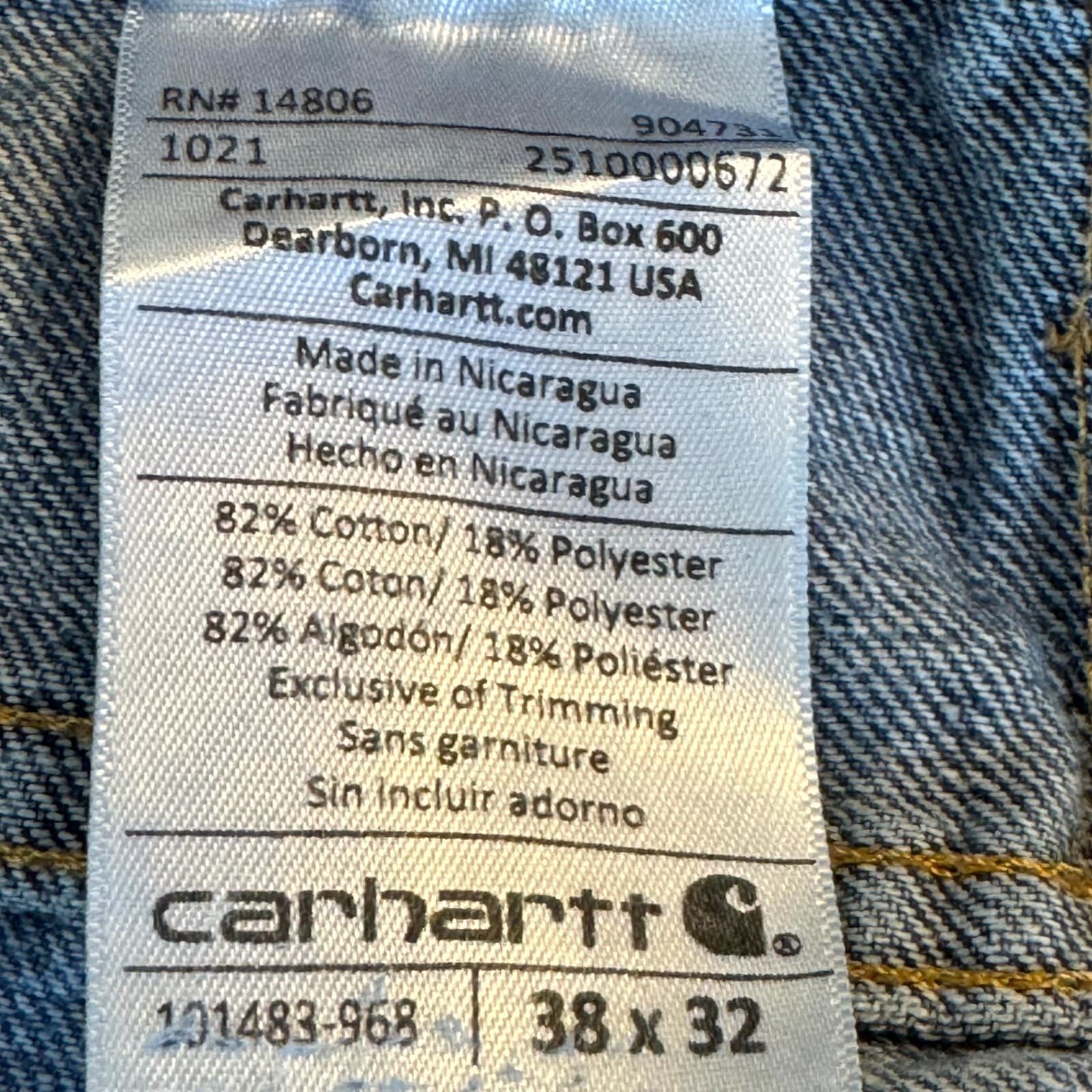 Carhartt Men’s Jeans 38×32 Blue Denim Medium Wash Mid-Rise Straight Leg - Thumbnail 11