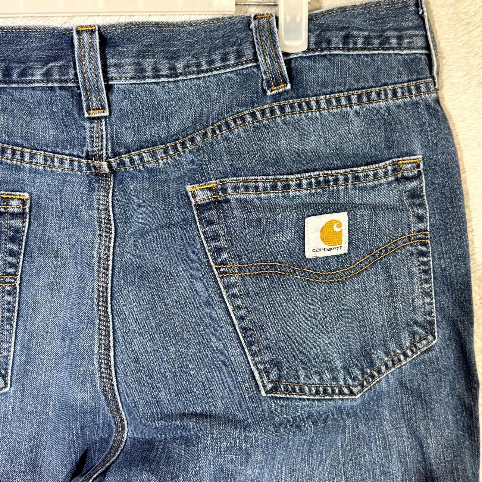 Carhartt Men’s Jeans 38×32 Blue Denim Medium Wash Mid-Rise Straight Leg - Thumbnail 7